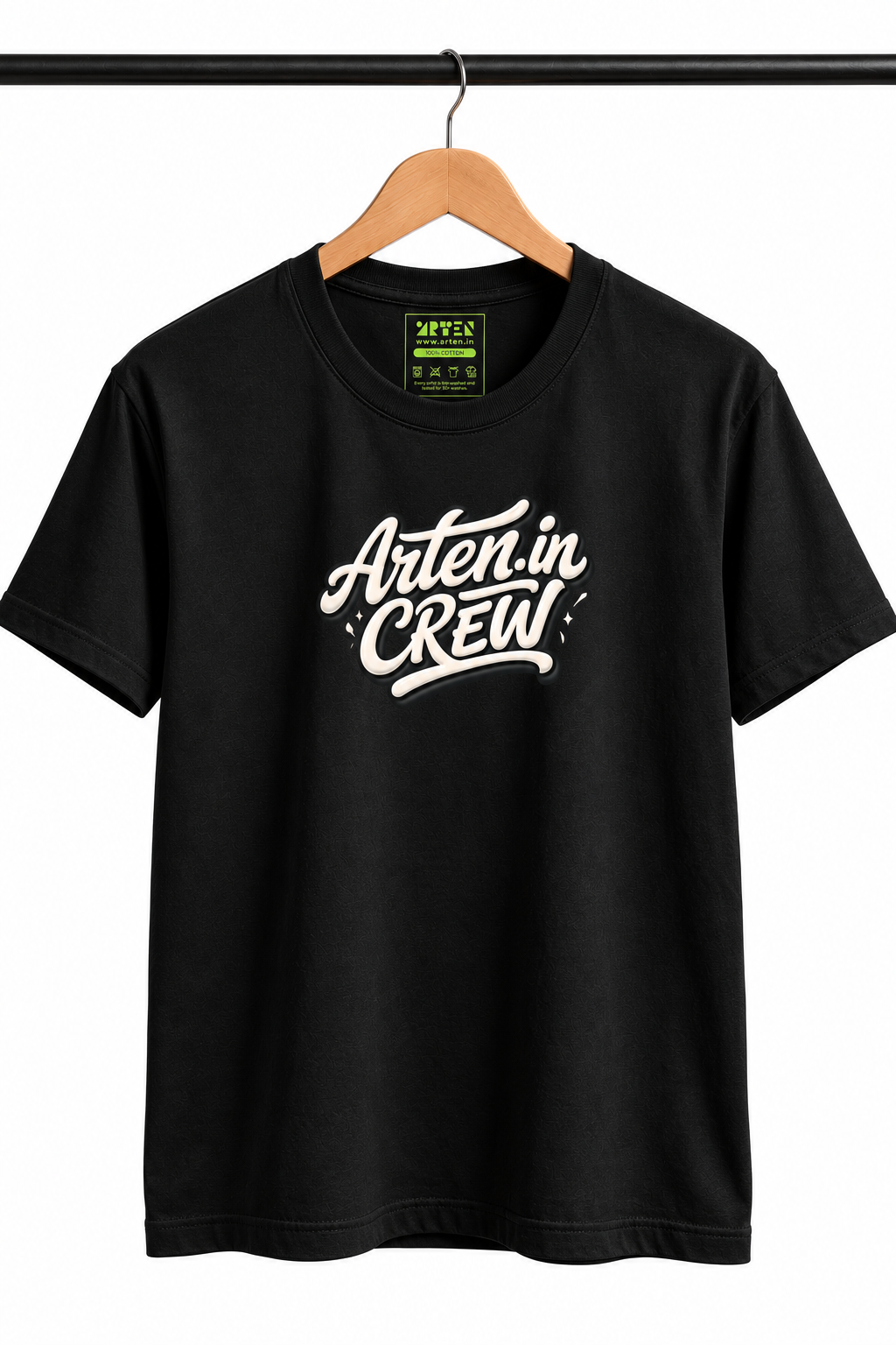 Arten Crew 180 GSM Regular Fit Black T-Shirt