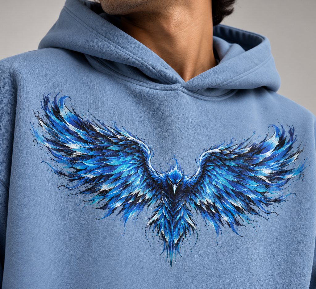 Blue Phoenix 350 GSM Oversized Hoodie - Jordy Blue