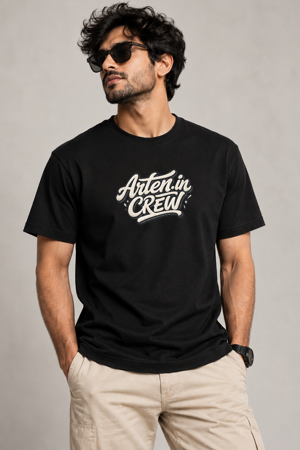 Arten Crew 180 GSM Regular Fit Black T-Shirt