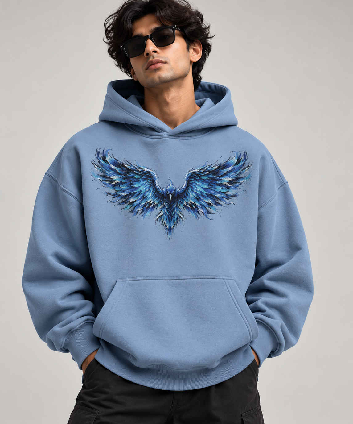 Blue Phoenix 350 GSM Oversized Hoodie - Jordy Blue