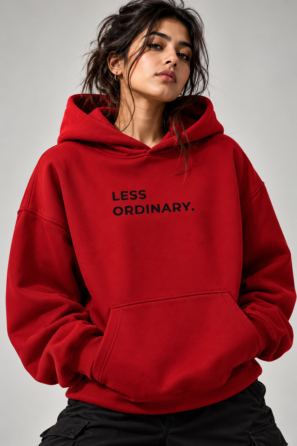 More Extraordinary 350 GSM Oversized Hoodie - Dark Red