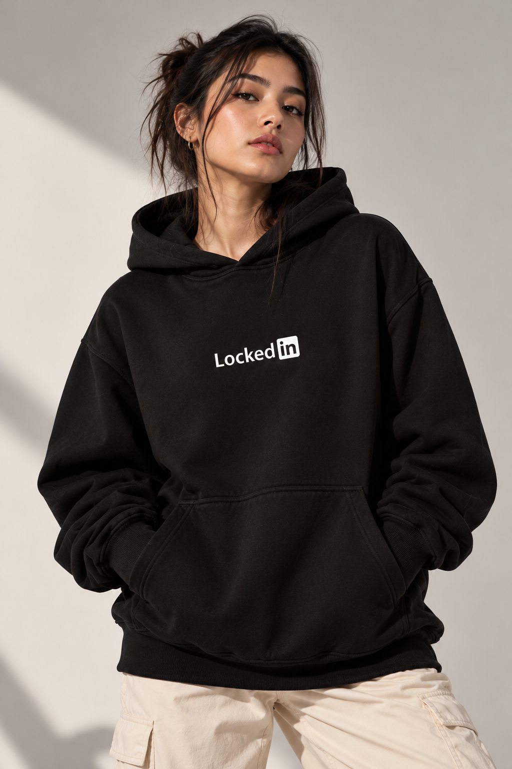 LockedIn 350 GSM Black Oversized Hoodie