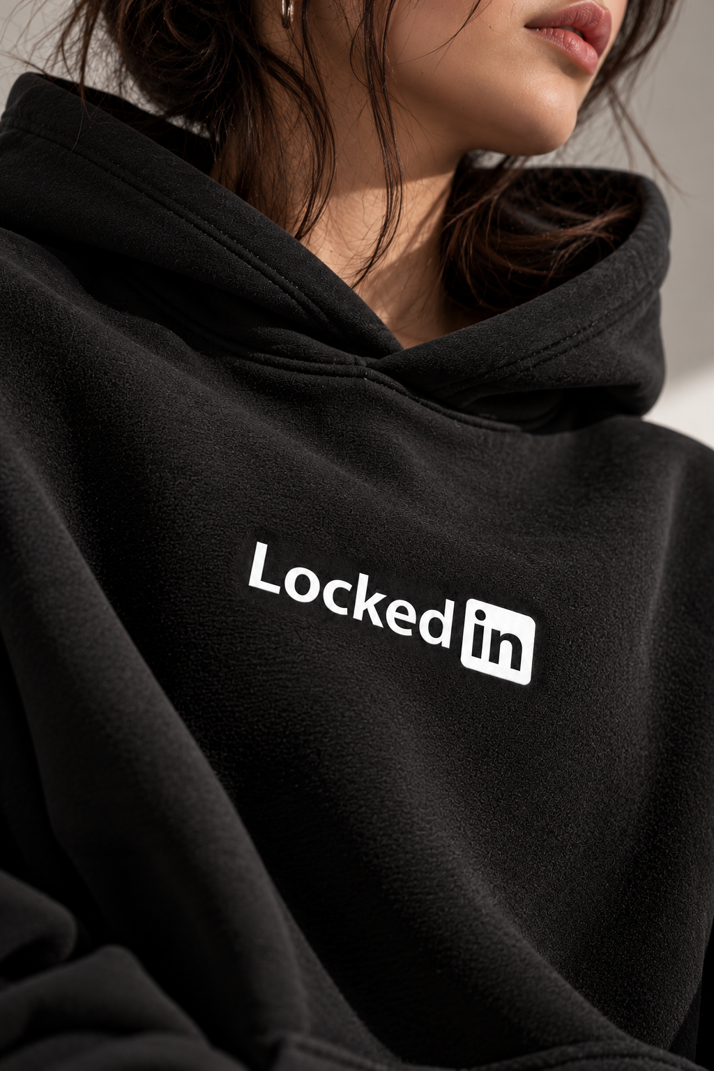 LockedIn 350 GSM Black Oversized Hoodie