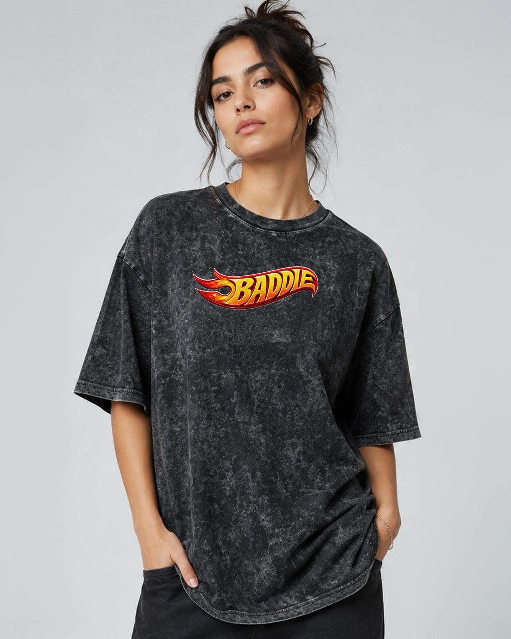 Baddie on Wheels 240 GSM Women's Oversized T-Shirt