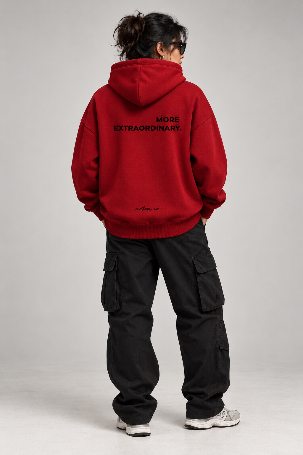 More Extraordinary 350 GSM Oversized Hoodie - Dark Red
