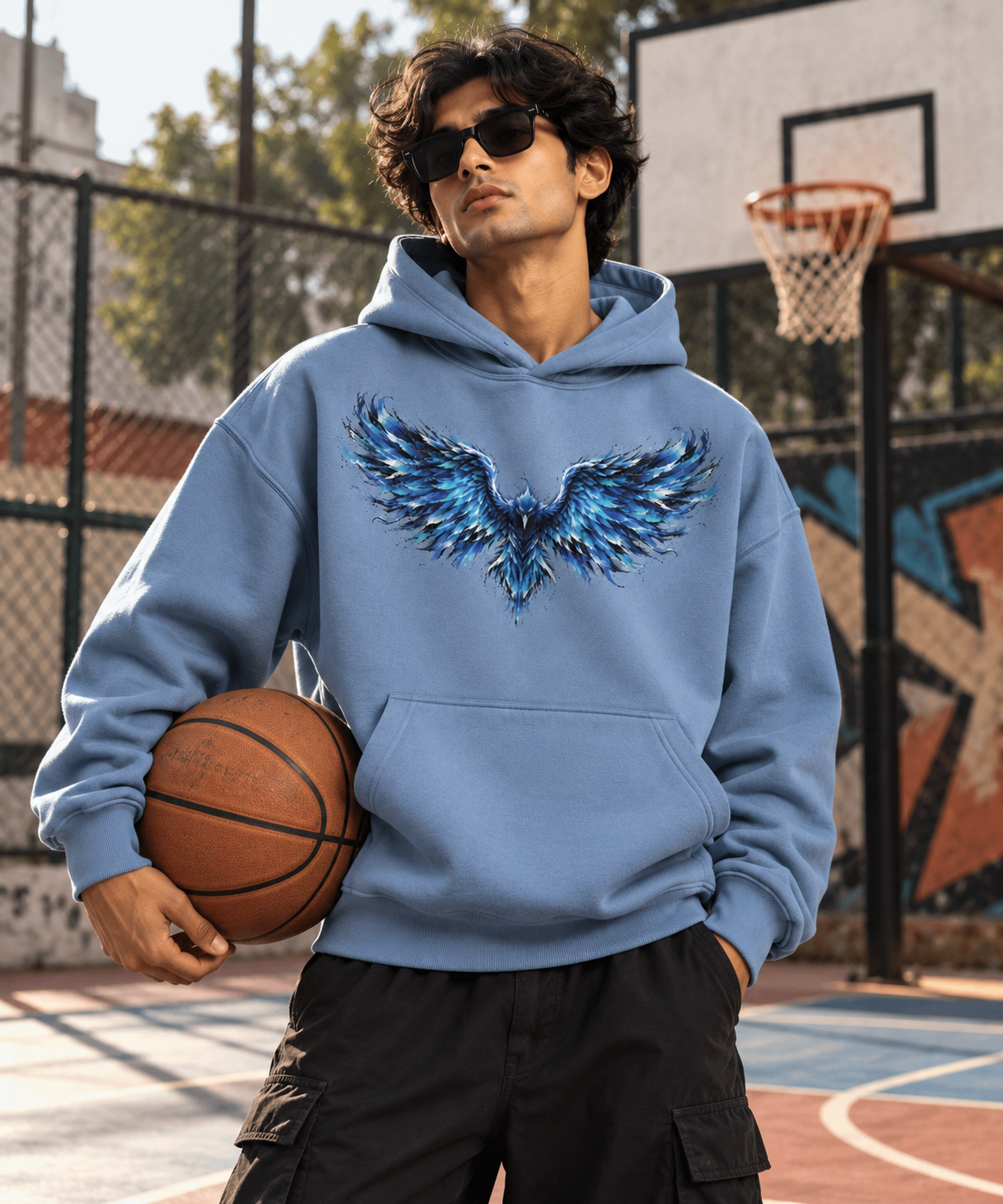 Blue Phoenix 350 GSM Oversized Hoodie - Jordy Blue